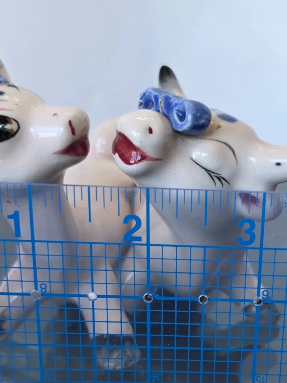 Vintage 1950's Kissing Cow and Bull Salt & Pepper Shakers intertwined